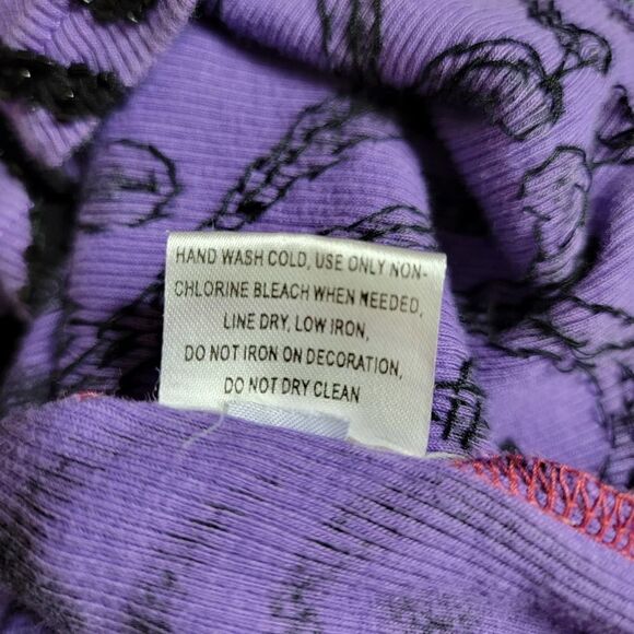 Faith Beaded Scroll Pattern Long Sleeve Knit Top Purple Pink Size Large - Picture 5 of 12